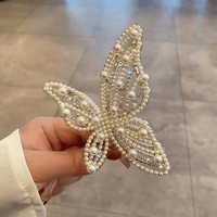 Thumbnail for Elegant Rhinestone Pearl Inlaid Butterfly Chignon Claw Clip Hair Clip - ArtGalleryZen