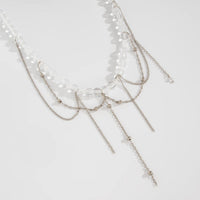 Thumbnail for Elegant Saturn Chain Tassel Crystal Beaded Necklace - ArtGalleryZen