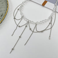 Thumbnail for Elegant Saturn Chain Tassel Crystal Beaded Necklace - ArtGalleryZen