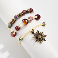 Thumbnail for Ethnic Style 3pcs Sun Mushroom Charm Ceramic Beaded Bracelet Set - ArtGalleryZen