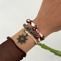 Thumbnail for Ethnic Style 3pcs Sun Mushroom Charm Ceramic Beaded Bracelet Set - ArtGalleryZen