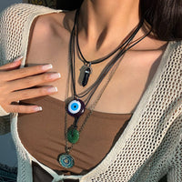 Thumbnail for Ethnic Style 4pcs Evil Eye Healing Crystal Stone Pendant Velvet Necklace Set - ArtGalleryZen