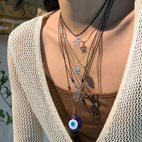 Thumbnail for Ethnic Style 4pcs Evil Eye Sun Star Family Tree Pendant Wax Cord Necklace Set - ArtGalleryZen