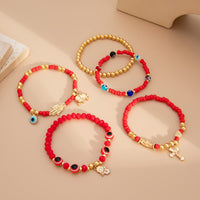 Thumbnail for Ethnic style 5pcs Evil Eye Hamsa Charm Crystal Beaded Bracelet Set - ArtGalleryZen