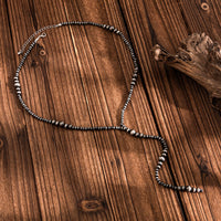 Thumbnail for Ethnic Style Antique Silver Beaded Long Chain Y Necklace - ArtGalleryZen
