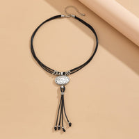 Thumbnail for Ethnic style Layered Carved Oval Charm PU string Tassel Necklace - ArtGalleryZen