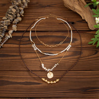 Thumbnail for Ethnic Style Layered Pleated Round Disk Pendant Turquoise Seed Beaded Necklace Set - ArtGalleryZen