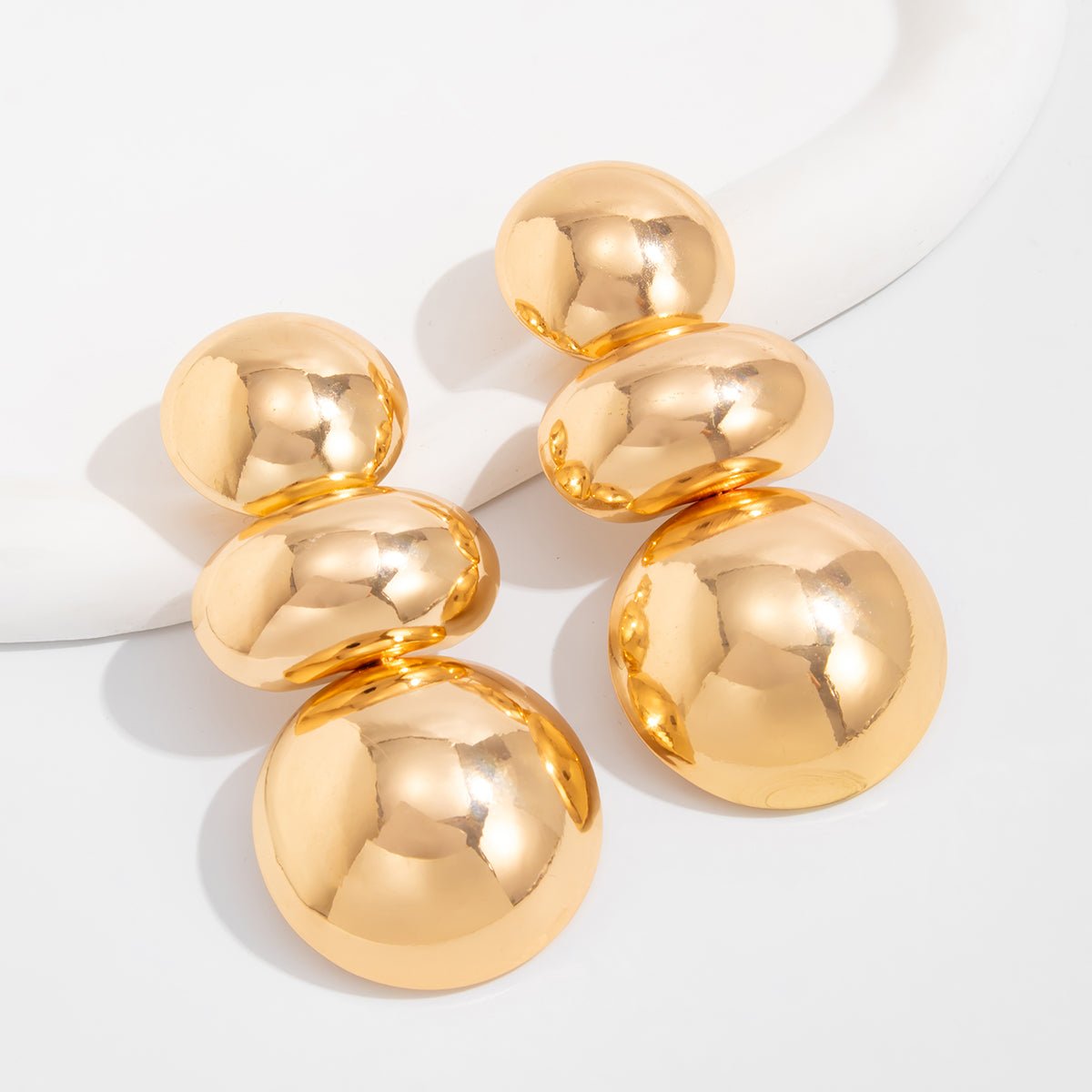 Exaggerated Circular Oval Splicing Stud Earrings - ArtGalleryZen