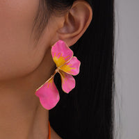 Thumbnail for Exaggerated Gradient Enamel Flower Petal Stud Earrings - ArtGalleryZen
