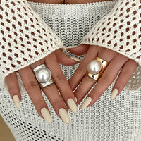 Thumbnail for Exaggerated Pearl Inlaid Knuckle Ring - ArtGalleryZen