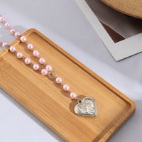 Thumbnail for Floral Heart Pendant Pearl Chain Y Necklace - ArtGalleryZen