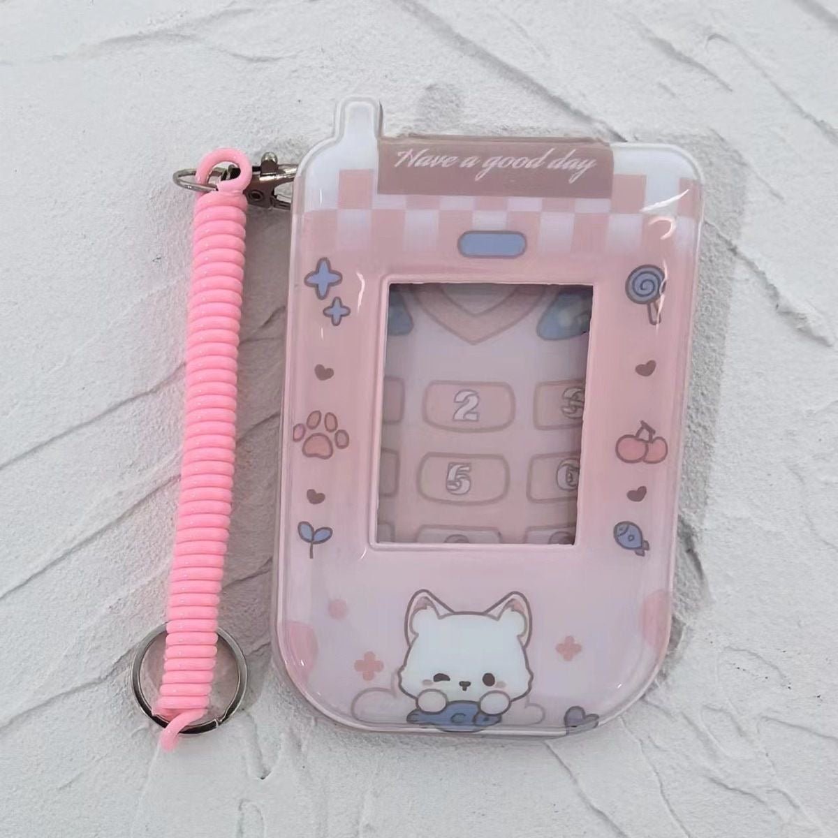 Foldable Phone Shaped Photocard Holder Keychain - PVC Card Case - ArtGalleryZen