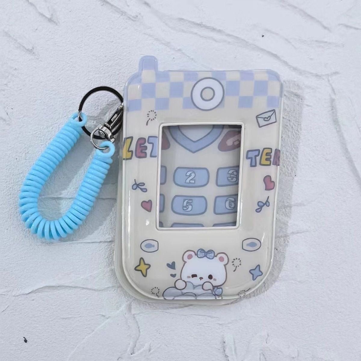 Foldable Phone Shaped Photocard Holder Keychain - PVC Card Case - ArtGalleryZen
