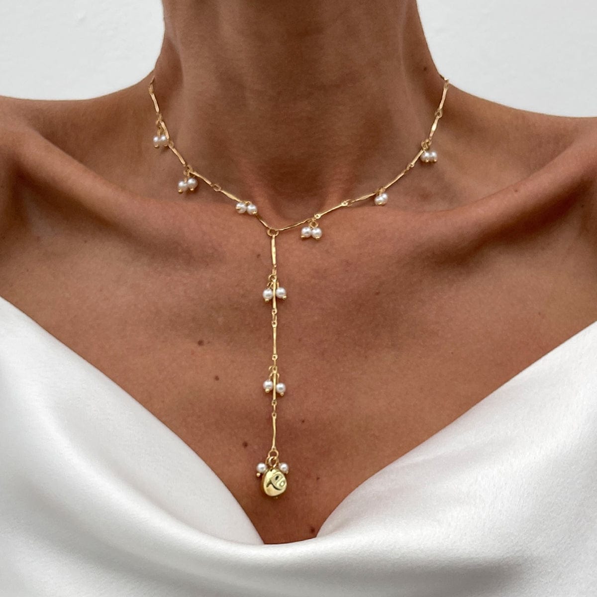 French Style Pearl Tassel Bone Chain Y Necklace - ArtGalleryZen