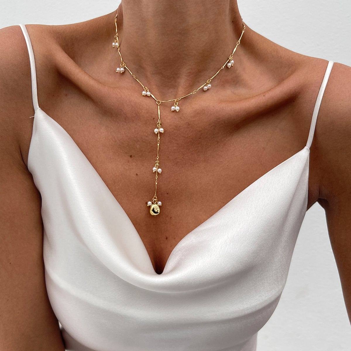 French Style Pearl Tassel Bone Chain Y Necklace - ArtGalleryZen