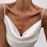 Thumbnail for French Style Pearl Tassel Bone Chain Y Necklace - ArtGalleryZen