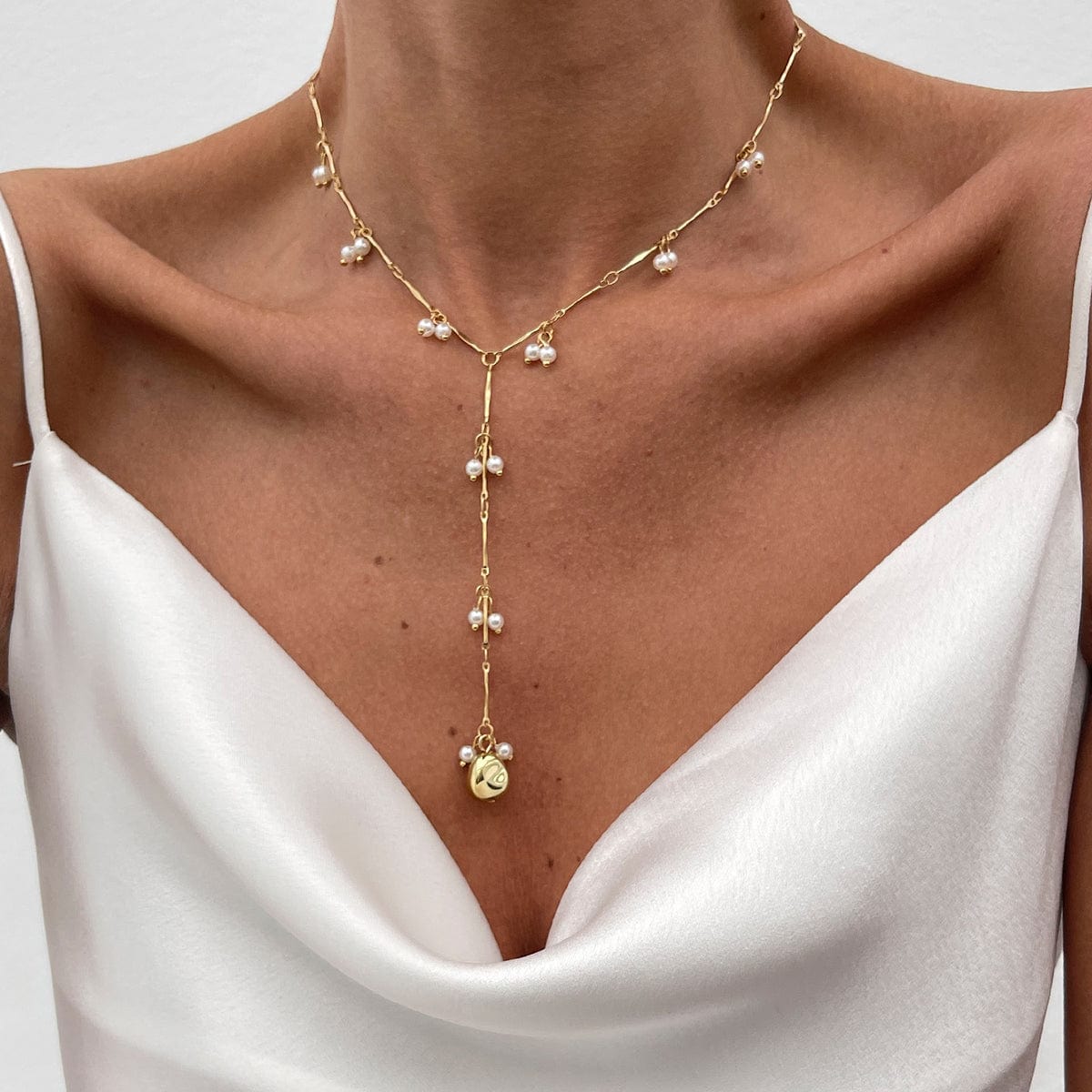 French Style Pearl Tassel Bone Chain Y Necklace - ArtGalleryZen
