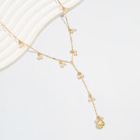 Thumbnail for French Style Pearl Tassel Bone Chain Y Necklace - ArtGalleryZen