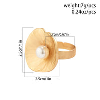 Thumbnail for French Style Round Disk Pleated Pearl Open Ring - ArtGalleryZen