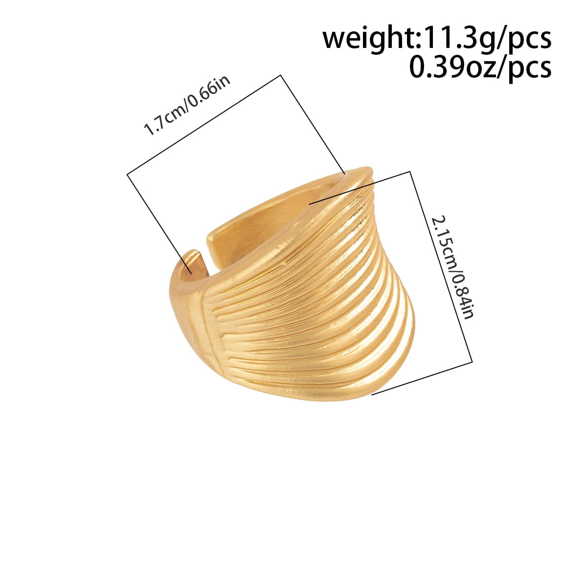 French Style Round Pleated Metallic Open Ring - ArtGalleryZen