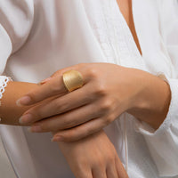 Thumbnail for French Style Round Pleated Metallic Open Ring - ArtGalleryZen