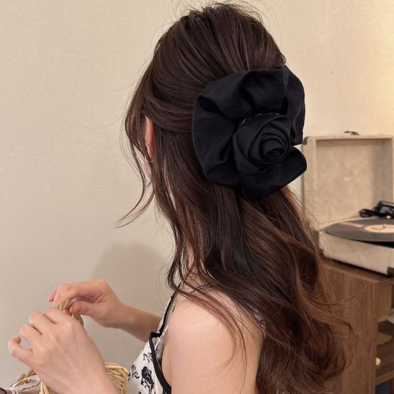 French Temperament Rose Flower Hair Claw Clip - ArtGalleryZen