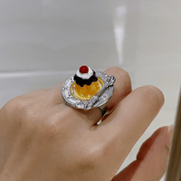 Thumbnail for Funny Simulation Dessert Cake Pudding Adjustable Ring - ArtGalleryZen