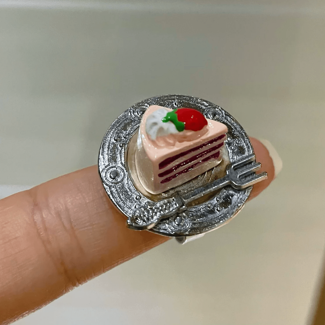Funny Simulation Dessert Cake Pudding Adjustable Ring - ArtGalleryZen