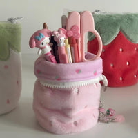 Thumbnail for Furry Strawberry Pencil Case Storage Bag - ArtGalleryZen