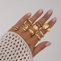 Thumbnail for Geometric 10pcs Waterdrop Twisted Hollow Open Ring Set - ArtGalleryZen