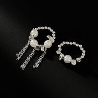 Thumbnail for Geometric 2pcs Pearl Irregular Beaded Tassel Ring Set - ArtGalleryZen