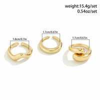 Thumbnail for Geometric 3pcs Gold Plated Waterdrop Open Ring Set - ArtGalleryZen