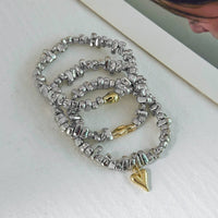 Thumbnail for Geometric 3pcs Heart Charm Irregular Beaded Bracelet Set - ArtGalleryZen