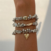 Thumbnail for Geometric 3pcs Heart Charm Irregular Beaded Bracelet Set - ArtGalleryZen