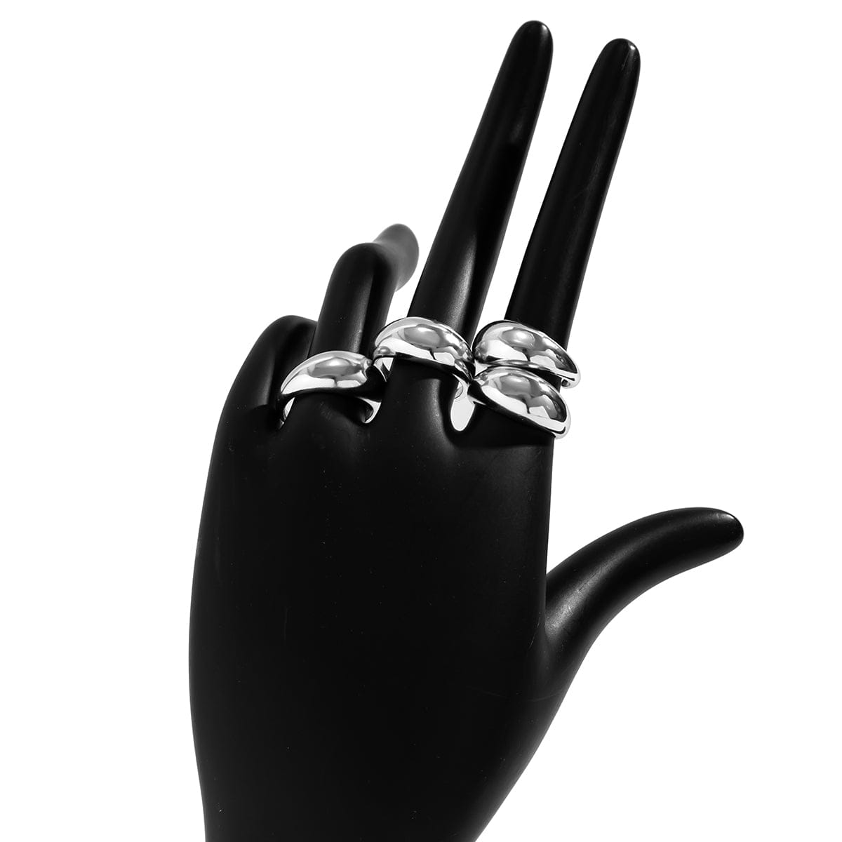 Geometric 4pcs Gold Silver Plated Open Ring Set - ArtGalleryZen
