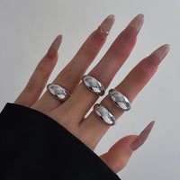 Thumbnail for Geometric 4pcs Gold Silver Plated Open Ring Set - ArtGalleryZen