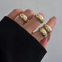 Thumbnail for Geometric 4pcs Gold Silver Plated Open Ring Set - ArtGalleryZen