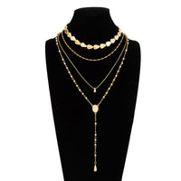 Thumbnail for Geometric 4pcs Gold Silver Plated Waterdrop Pendant Y Necklace Set - ArtGalleryZen
