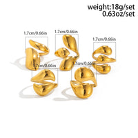 Thumbnail for Geometric 5pcs Chunky Glossy Waterdrop Ring Set - ArtGalleryZen