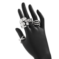 Thumbnail for Geometric 5pcs Cross Hollow Open Ring Set - ArtGalleryZen