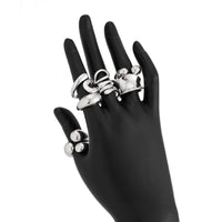 Thumbnail for Geometric 7pcs Gold Silver Tone Chunky Hollow Waterdrop Ring Set - ArtGalleryZen