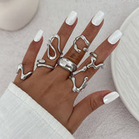 Thumbnail for Geometric 7pcs Irregular Waterdrop Ring Set - ArtGalleryZen