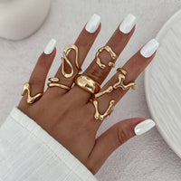 Thumbnail for Geometric 7pcs Irregular Waterdrop Ring Set - ArtGalleryZen