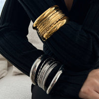 Thumbnail for Geometric 8 Pieces Gold Silver Tone Bangle Bracelet Set - ArtGalleryZen