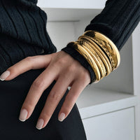 Thumbnail for Geometric 8 Pieces Gold Silver Tone Bangle Bracelet Set - ArtGalleryZen