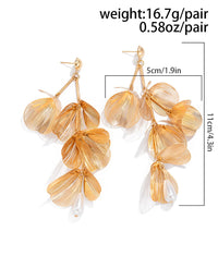 Thumbnail for Geometric Abstract Chunky Dangling Floral Pearl Earrings - ArtGalleryZen
