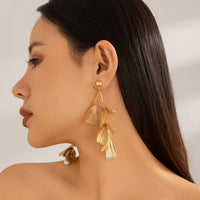 Thumbnail for Geometric Abstract Chunky Dangling Floral Pearl Earrings - ArtGalleryZen