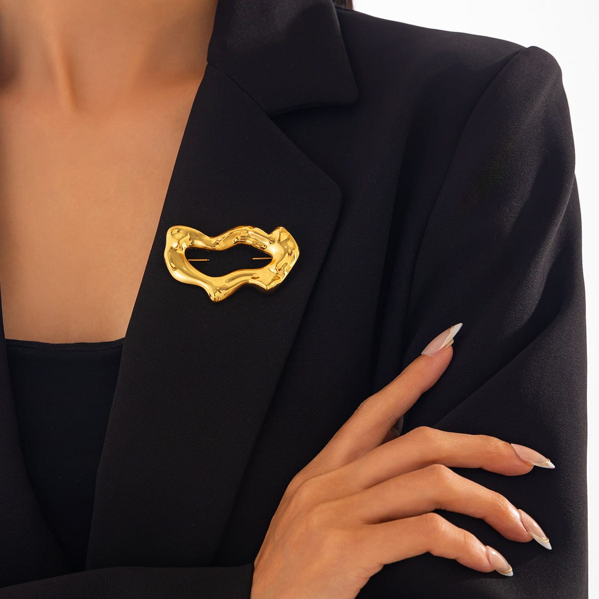 Geometric Abstract Flow Water Pin Brooch - ArtGalleryZen