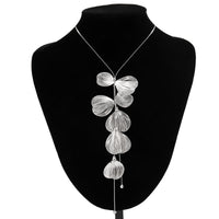Thumbnail for Geometric Abstract Leaf Pendant Y Necklace - ArtGalleryZen