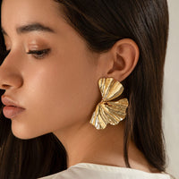 Thumbnail for Geometric Abstract Lotus Leaf Earrings - ArtGalleryZen